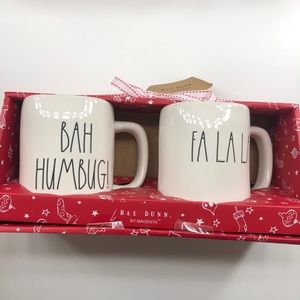 NEW Rae Dunn Bah Humbug! & FA LA LA! Mug Set